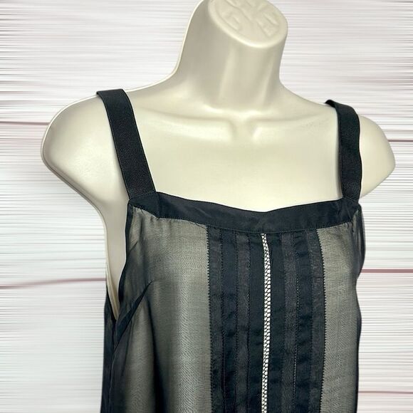 Rag & Bone Silk Layered Top Sleeveless Black Ivory Adjustable Strap Excellent 2 - Picture 2 of 13